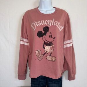 Disney Parks Cropped Dusty Rose Mickey Mouse Sweatshirt